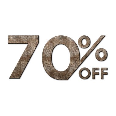 % 70 İndirim Teklif Etiketi Eski Ceviz Ağacı Biçimli Tasarım