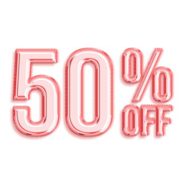 % 50 İndirim Teklif Etiketi Gül Altın Biçimli Tasarım