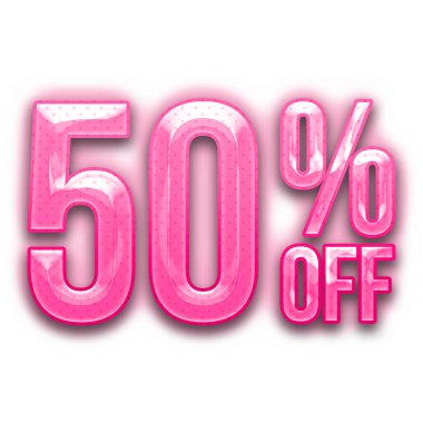 Pembe Tasarımlı% 50 İndirim Teklif Etiketi