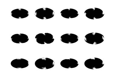 Yatay Oval Şekli Grunge Doldurulmuş Fırça darbesi piktogram sembolü görsel illüstrasyon