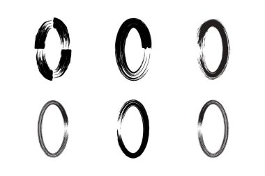 Soyut Dikey Oval Şekli grunge şekli Fırça darbesi piktogram sembolü görsel illüstrasyon