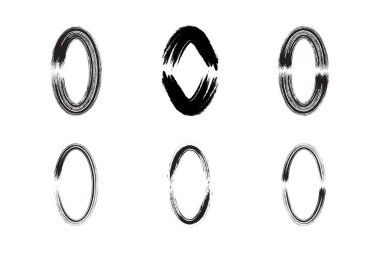 Soyut Dikey Oval Şekli grunge şekli Fırça darbesi piktogram sembolü görsel illüstrasyon