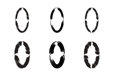 Soyut Dikey Oval Şekli grunge şekli Fırça darbesi piktogram sembolü görsel illüstrasyon