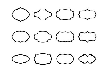 Etiket Çerçeve Şekli Çizgisi resim çizimi görsel illüstrasyonunu ayarla