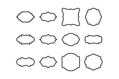 Etiket Çerçeve Şekli Çizgisi resim çizimi görsel illüstrasyonunu ayarla