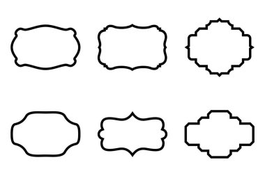 Etiket Çerçeve Şekli Çizgisi resim çizimi görsel illüstrasyonunu ayarla