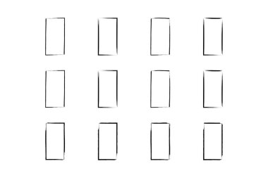 Dikey Dikdörtgen Şekil İnce Çizgi grunge şekli Fırça darbesi piktogram sembolü görsel illüstrasyon
