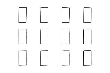 Dikey Dikdörtgen Şekil İnce Çizgi grunge şekli Fırça darbesi piktogram sembolü görsel illüstrasyon