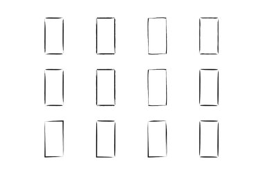 Dikey Dikdörtgen Şekil İnce Çizgi grunge şekli Fırça darbesi piktogram sembolü görsel illüstrasyon