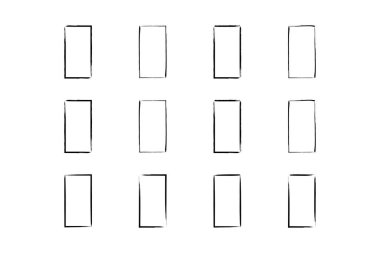 Dikey Dikdörtgen Şekil İnce Çizgi grunge şekli Fırça darbesi piktogram sembolü görsel illüstrasyon