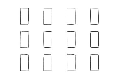 Dikey Dikdörtgen Şekil İnce Çizgi grunge şekli Fırça darbesi piktogram sembolü görsel illüstrasyon