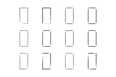 Dikey Dikdörtgen Şekil İnce Çizgi grunge şekli Fırça darbesi piktogram sembolü görsel illüstrasyon