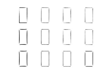Dikey Dikdörtgen Şekil İnce Çizgi grunge şekli Fırça darbesi piktogram sembolü görsel illüstrasyon