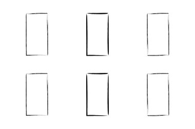 Dikey Dikdörtgen Şekil İnce Çizgi grunge şekli Fırça darbesi piktogram sembolü görsel illüstrasyon