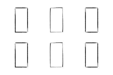 Dikey Dikdörtgen Şekil İnce Çizgi grunge şekli Fırça darbesi piktogram sembolü görsel illüstrasyon