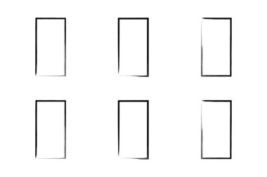 Dikey Dikdörtgen Şekil İnce Çizgi grunge şekli Fırça darbesi piktogram sembolü görsel illüstrasyon