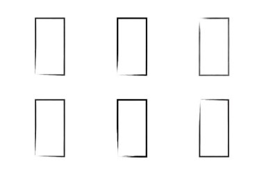 Dikey Dikdörtgen Şekil İnce Çizgi grunge şekli Fırça darbesi piktogram sembolü görsel illüstrasyon