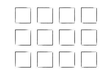 Kare Şekil İnce Çizgi grunge şekli Fırça darbesi piktogram sembolü görsel çizim