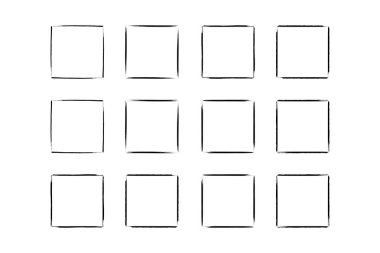 Kare Şekil İnce Çizgi grunge şekli Fırça darbesi piktogram sembolü görsel çizim