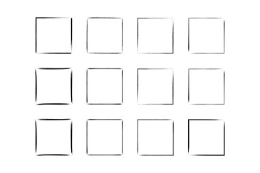 Kare Şekil İnce Çizgi grunge şekli Fırça darbesi piktogram sembolü görsel çizim