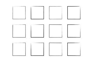 Kare Şekil İnce Çizgi grunge şekli Fırça darbesi piktogram sembolü görsel çizim