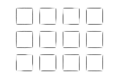 Kare Şekil İnce Çizgi grunge şekli Fırça darbesi piktogram sembolü görsel çizim