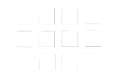 Kare Şekil İnce Çizgi grunge şekli Fırça darbesi piktogram sembolü görsel çizim