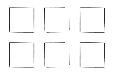 Kare Şekil İnce Çizgi grunge şekli Fırça darbesi piktogram sembolü görsel çizim