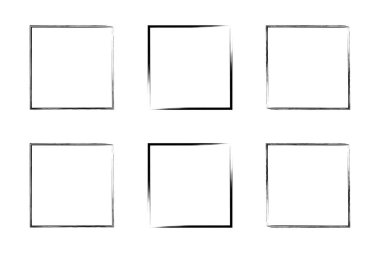 Kare Şekil İnce Çizgi grunge şekli Fırça darbesi piktogram sembolü görsel çizim