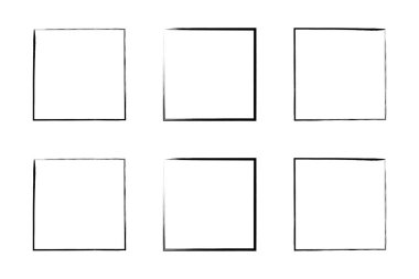 Kare Şekil İnce Çizgi grunge şekli Fırça darbesi piktogram sembolü görsel çizim