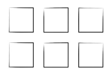 Kare Şekil İnce Çizgi grunge şekli Fırça darbesi piktogram sembolü görsel çizim