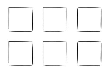 Kare Şekil İnce Çizgi grunge şekli Fırça darbesi piktogram sembolü görsel çizim