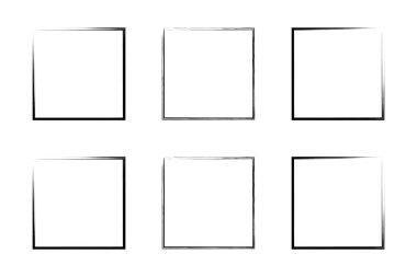 Kare Şekil İnce Çizgi grunge şekli Fırça darbesi piktogram sembolü görsel çizim