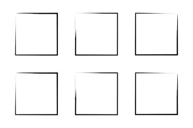 Kare Şekil İnce Çizgi grunge şekli Fırça darbesi piktogram sembolü görsel çizim