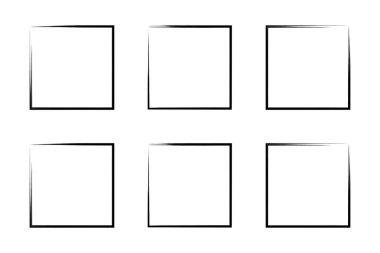 Kare Şekil İnce Çizgi grunge şekli Fırça darbesi piktogram sembolü görsel çizim