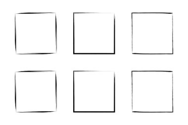 Kare Şekil İnce Çizgi grunge şekli Fırça darbesi piktogram sembolü görsel çizim