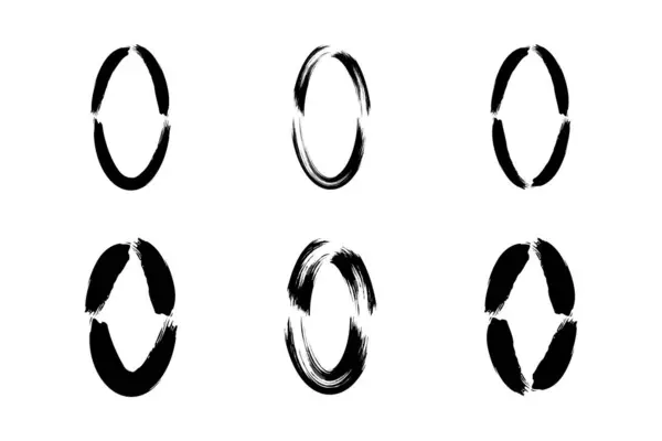 stock vector Abstract Vertical Oval Shape grunge shape Brush stroke pictogram symbol visual illustration Set
