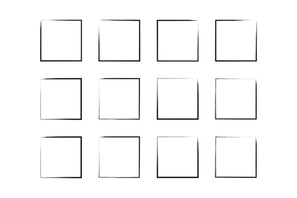 Square Shape Thin Line grunge shape Brush stroke pictogram symbol visual illustration Set