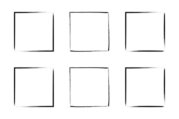 Square Shape Thin Line grunge shape Brush stroke pictogram symbol visual illustration Set