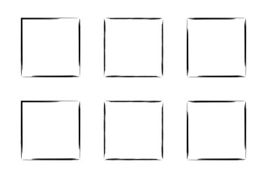 Kare Şekil İnce Çizgi grunge şekli Fırça darbesi piktogram sembolü görsel çizim