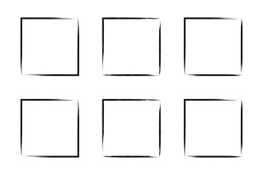 Kare Şekil İnce Çizgi grunge şekli Fırça darbesi piktogram sembolü görsel çizim