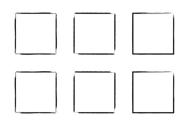 Kare Şekil İnce Çizgi grunge şekli Fırça darbesi piktogram sembolü görsel çizim