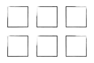 Kare Şekil İnce Çizgi grunge şekli Fırça darbesi piktogram sembolü görsel çizim