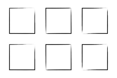 Kare Şekil İnce Çizgi grunge şekli Fırça darbesi piktogram sembolü görsel çizim