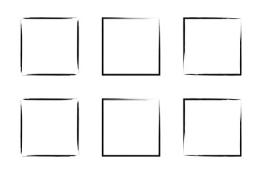 Kare Şekil İnce Çizgi grunge şekli Fırça darbesi piktogram sembolü görsel çizim