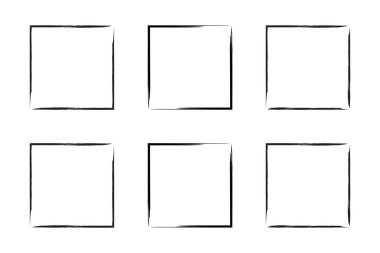 Kare Şekil İnce Çizgi grunge şekli Fırça darbesi piktogram sembolü görsel çizim