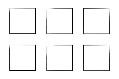 Kare Şekil İnce Çizgi grunge şekli Fırça darbesi piktogram sembolü görsel çizim