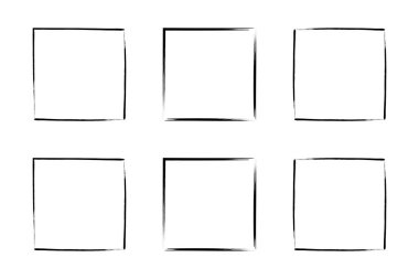 Kare Şekil İnce Çizgi grunge şekli Fırça darbesi piktogram sembolü görsel çizim