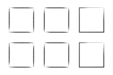 Kare Şekil İnce Çizgi grunge şekli Fırça darbesi piktogram sembolü görsel çizim