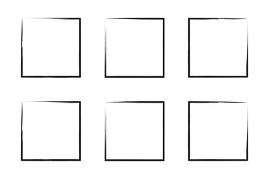 Kare Şekil İnce Çizgi grunge şekli Fırça darbesi piktogram sembolü görsel çizim